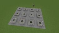 Torches are added to the planter boxes, and saplings are placed for the tree farm (Image via Mojang)